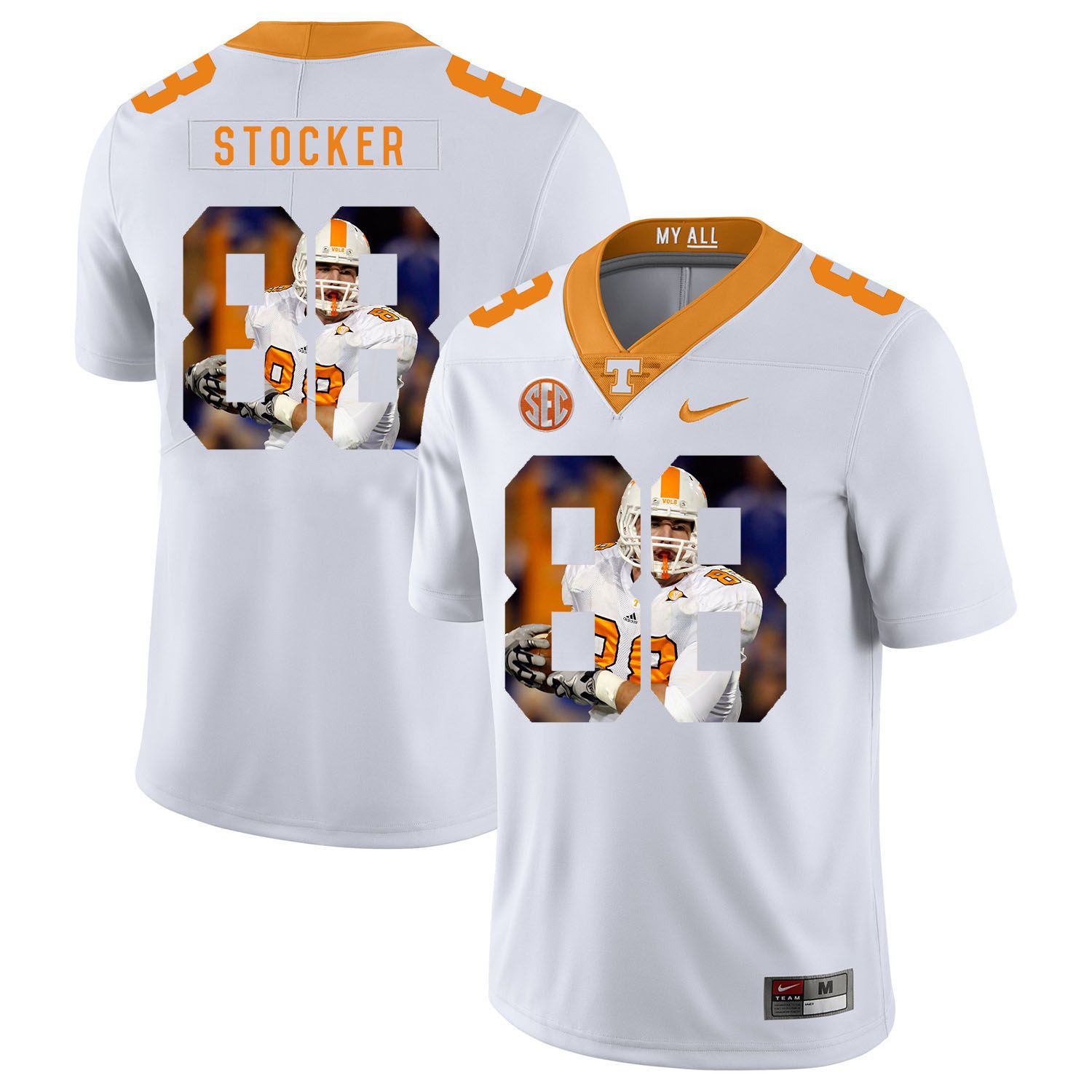 Men Tennessee Volunteers #88 Stocker White Fashion Edition Customized NCAA Jerseys->customized ncaa jersey->Custom Jersey